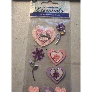 Sandylion Essentials Stickers Purple and Pink Flowers with Prismatic Leaves NEW